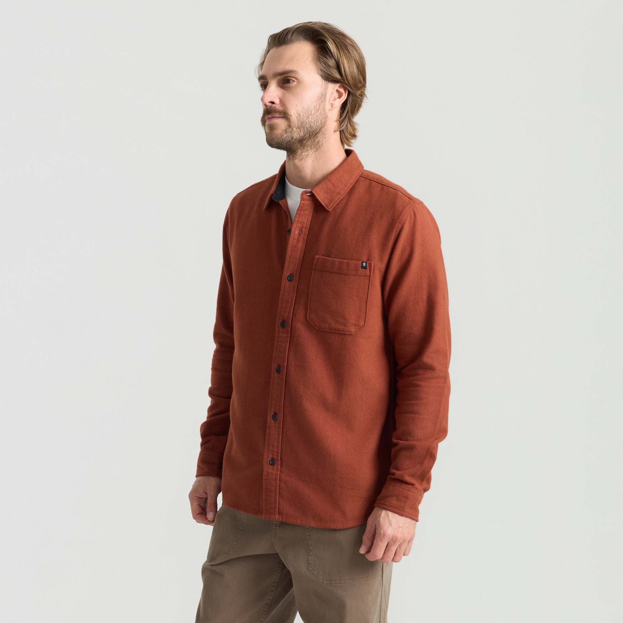 Crossroads Organic Cotton Flannel - Rot Clay Herringbone