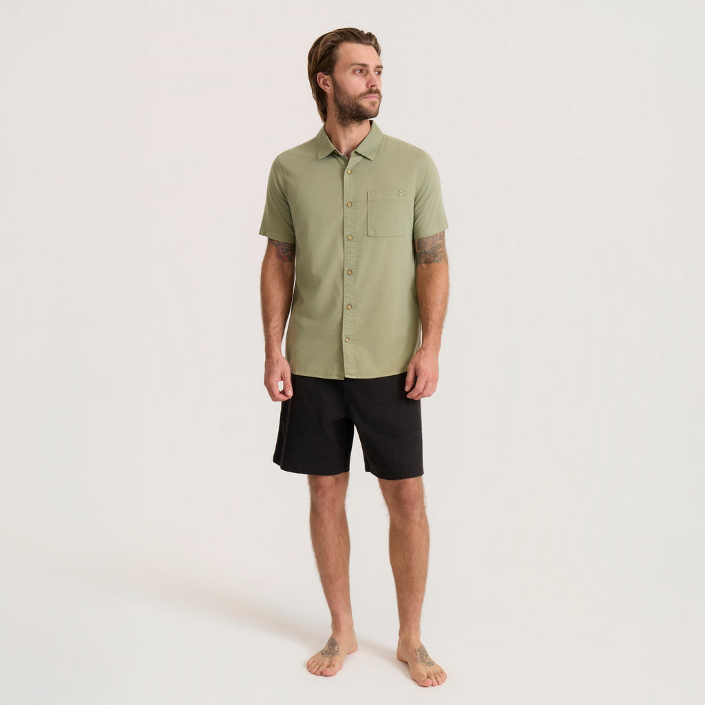 Made To Fade Kurzarm Button Up Shirt - Washed Dusty Sage (Deutsche Ausgabe)