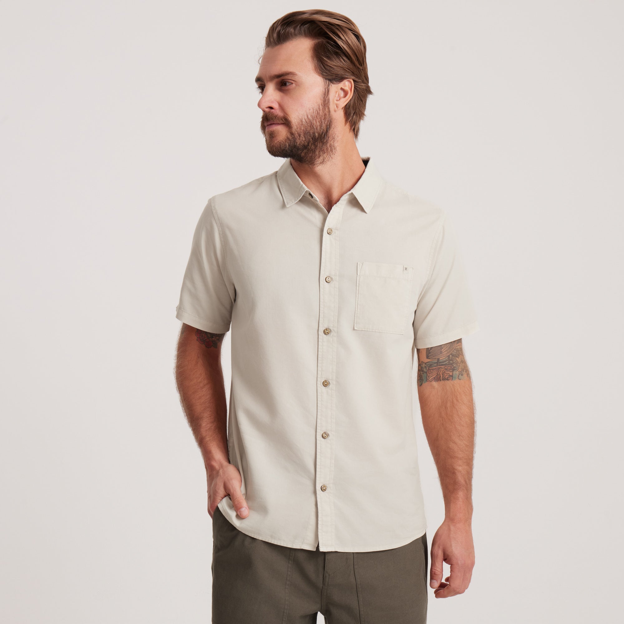 Made To Fade Kurzarm Button Up Shirt - Washed Bone (Deutsche Ausgabe)
