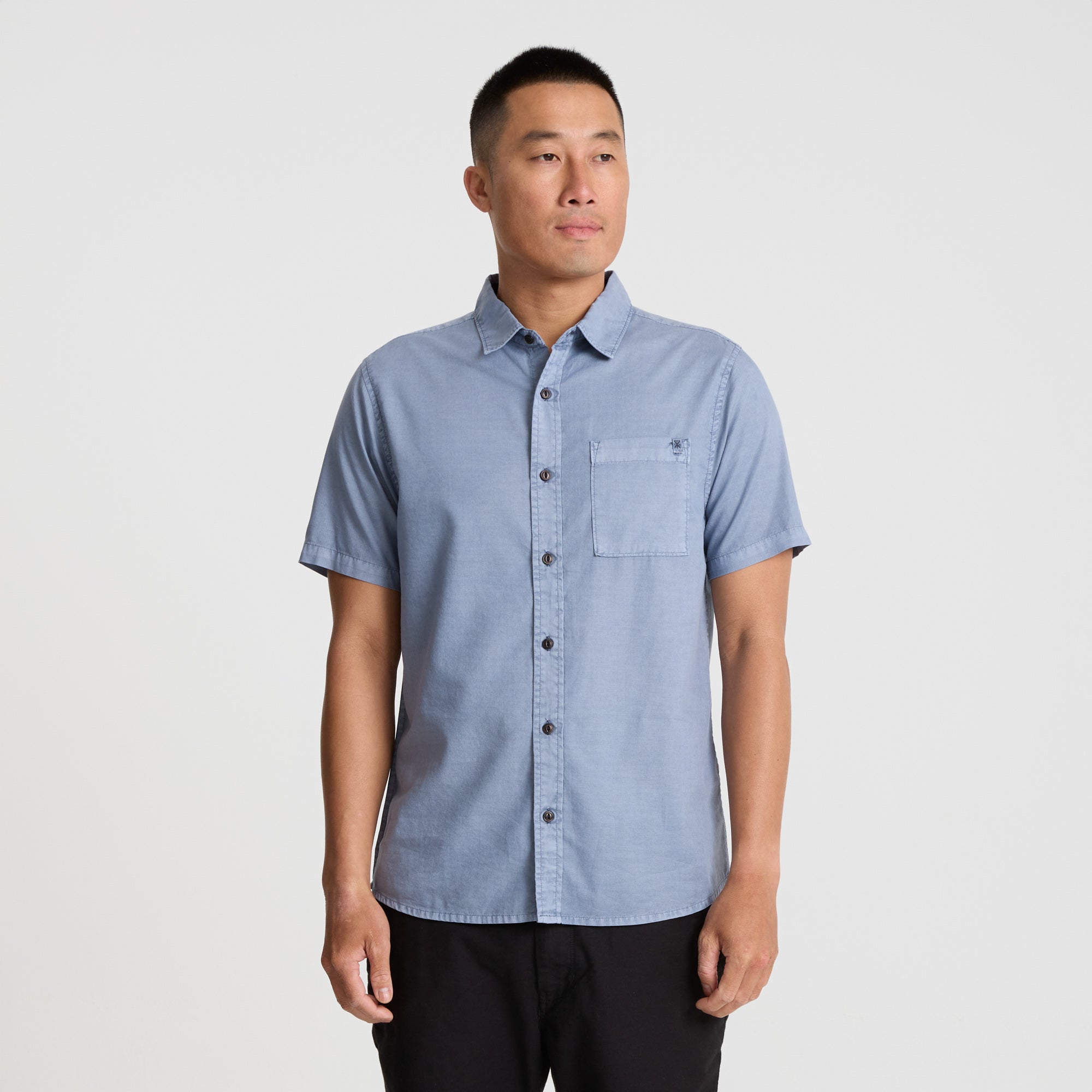 Made To Fade Kurzarm Button Up Shirt - Washed Schiefergrau (Deutsche Ausgabe)
