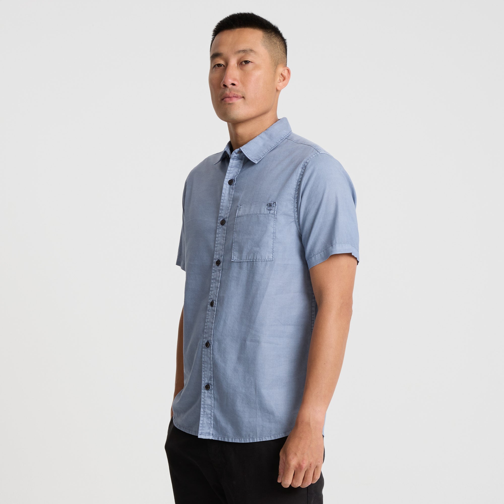 Made To Fade Kurzarm Button Up Shirt - Washed Schiefergrau (Deutsche Ausgabe)