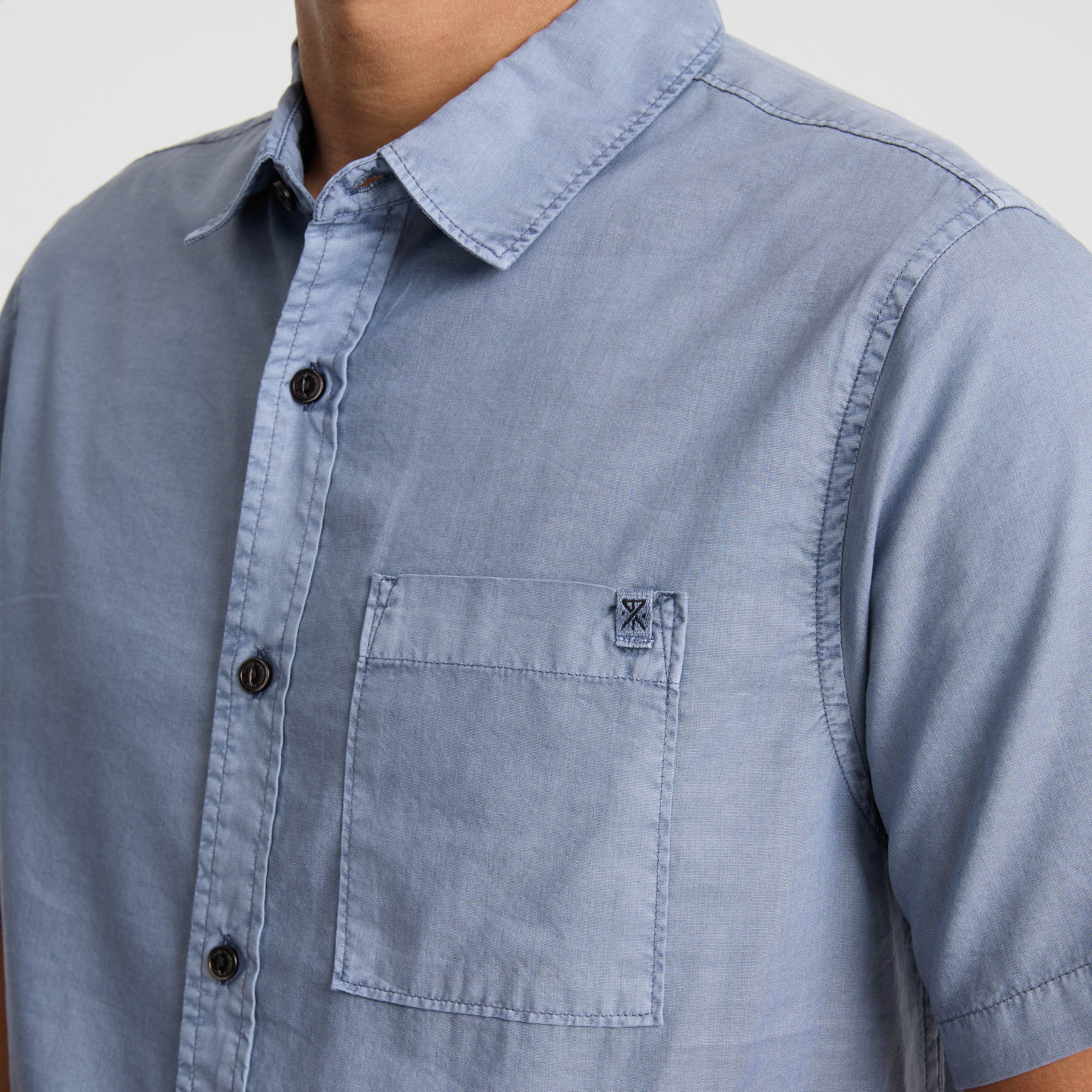 Made To Fade Kurzarm Button Up Shirt - Washed Schiefergrau (Deutsche Ausgabe)
