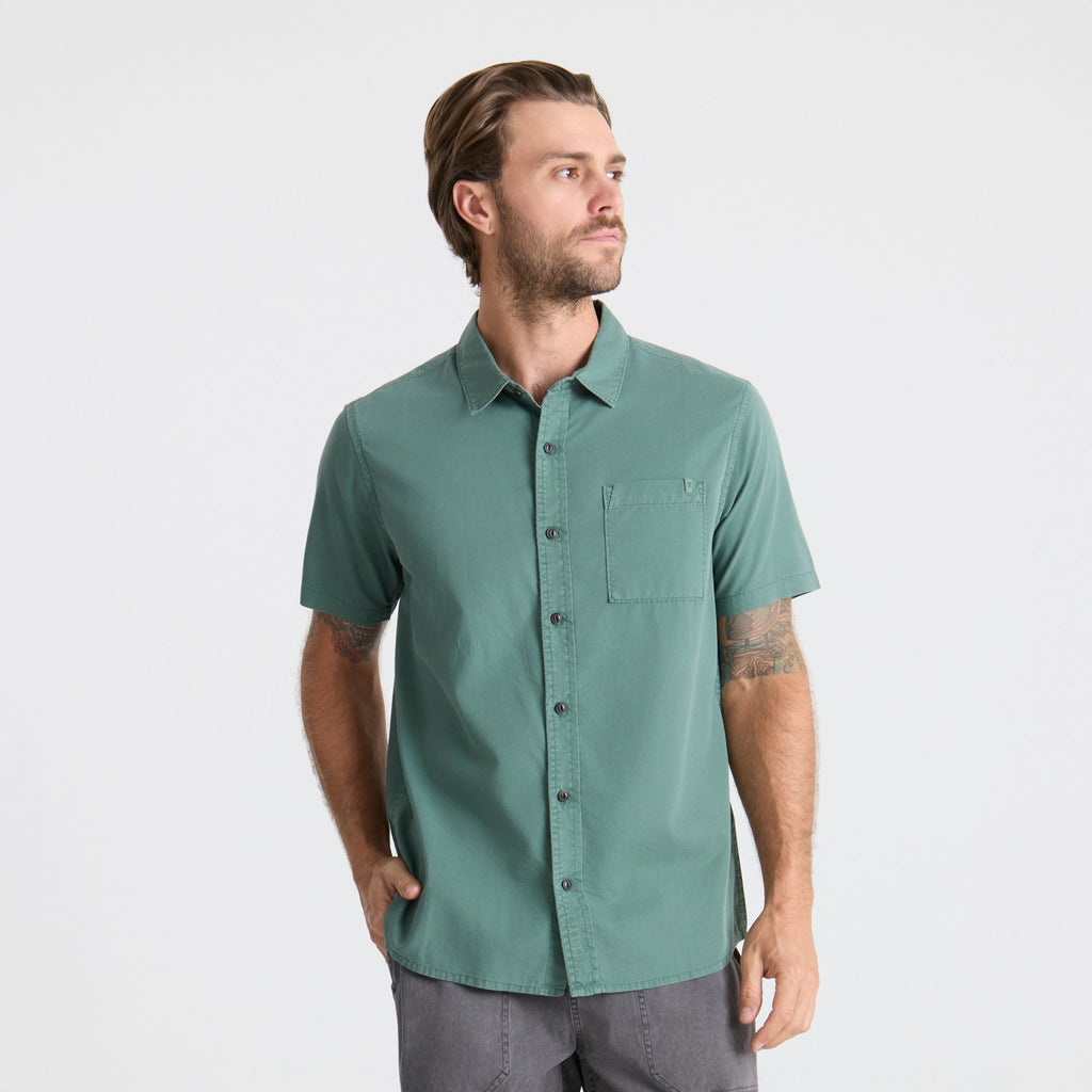 Made To Fade Kurzarm Button Up Shirt - Washed Schiefergrün (Deutsche Ausgabe)
