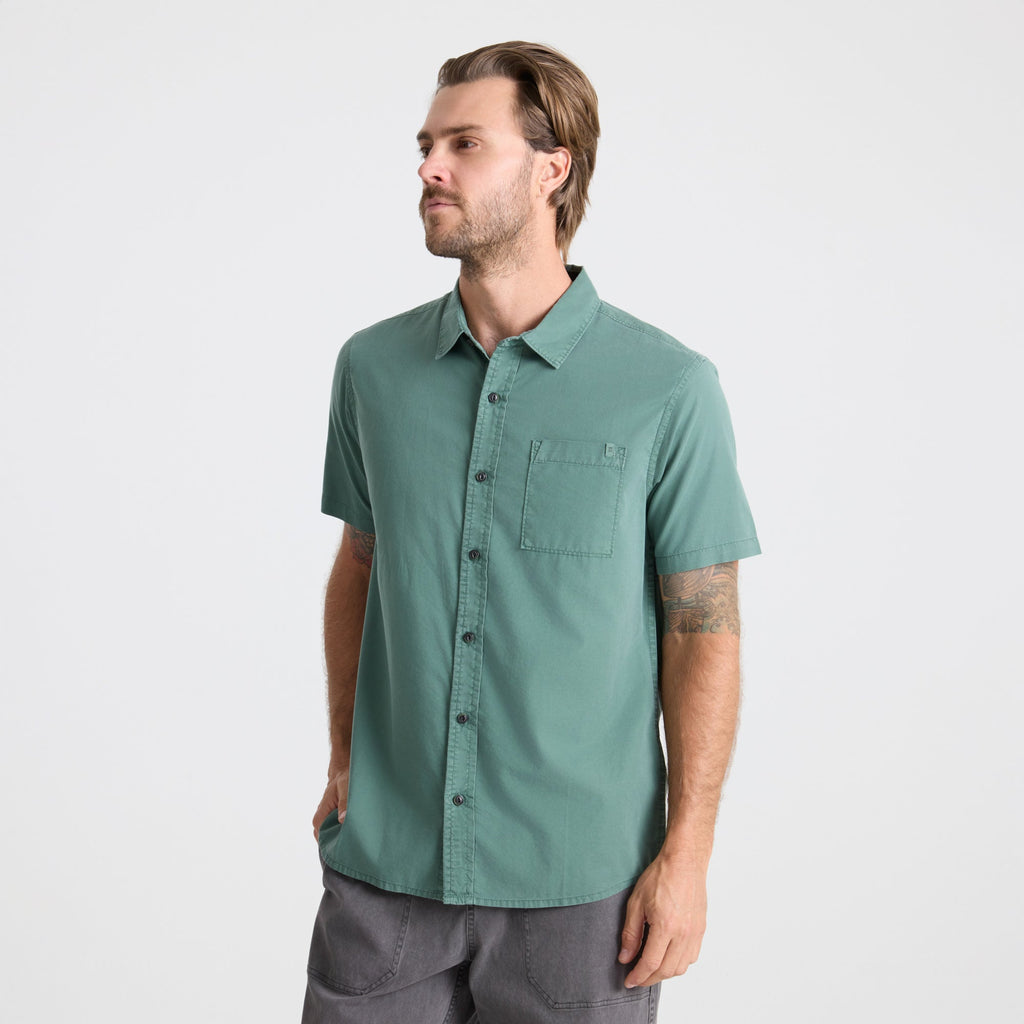 Made To Fade Kurzarm Button Up Shirt - Washed Schiefergrün (Deutsche Ausgabe)