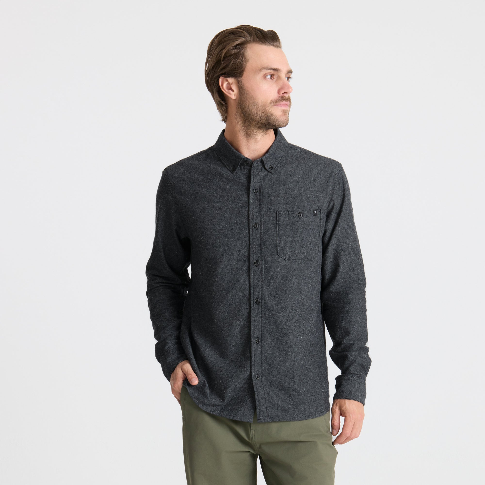 Chambray Button Up Shirt für Schwarz
