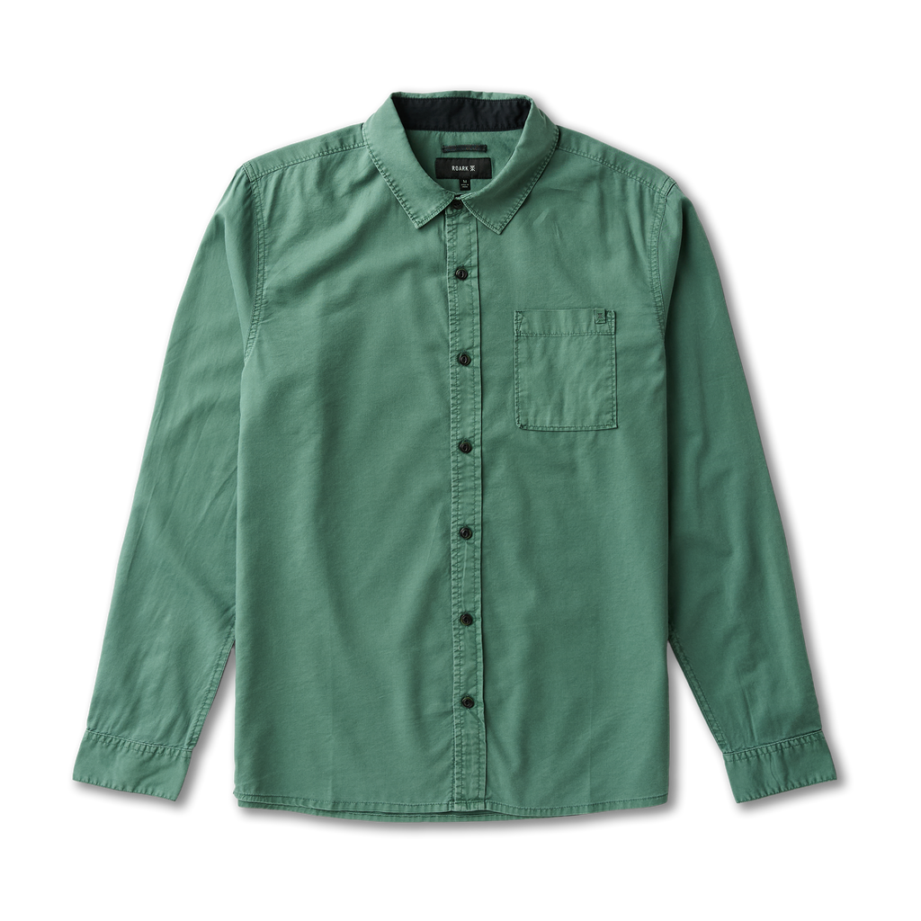 Made To Fade Langarm Button Up Shirt - Washed Schiefergrün (Deutsche Ausgabe)