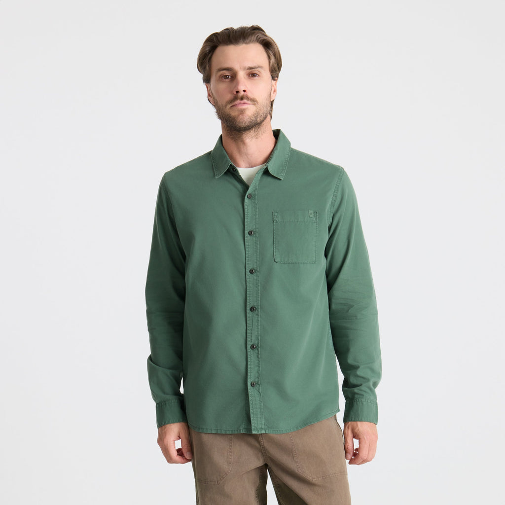 Made To Fade Langarm Button Up Shirt - Washed Schiefergrün (Deutsche Ausgabe)