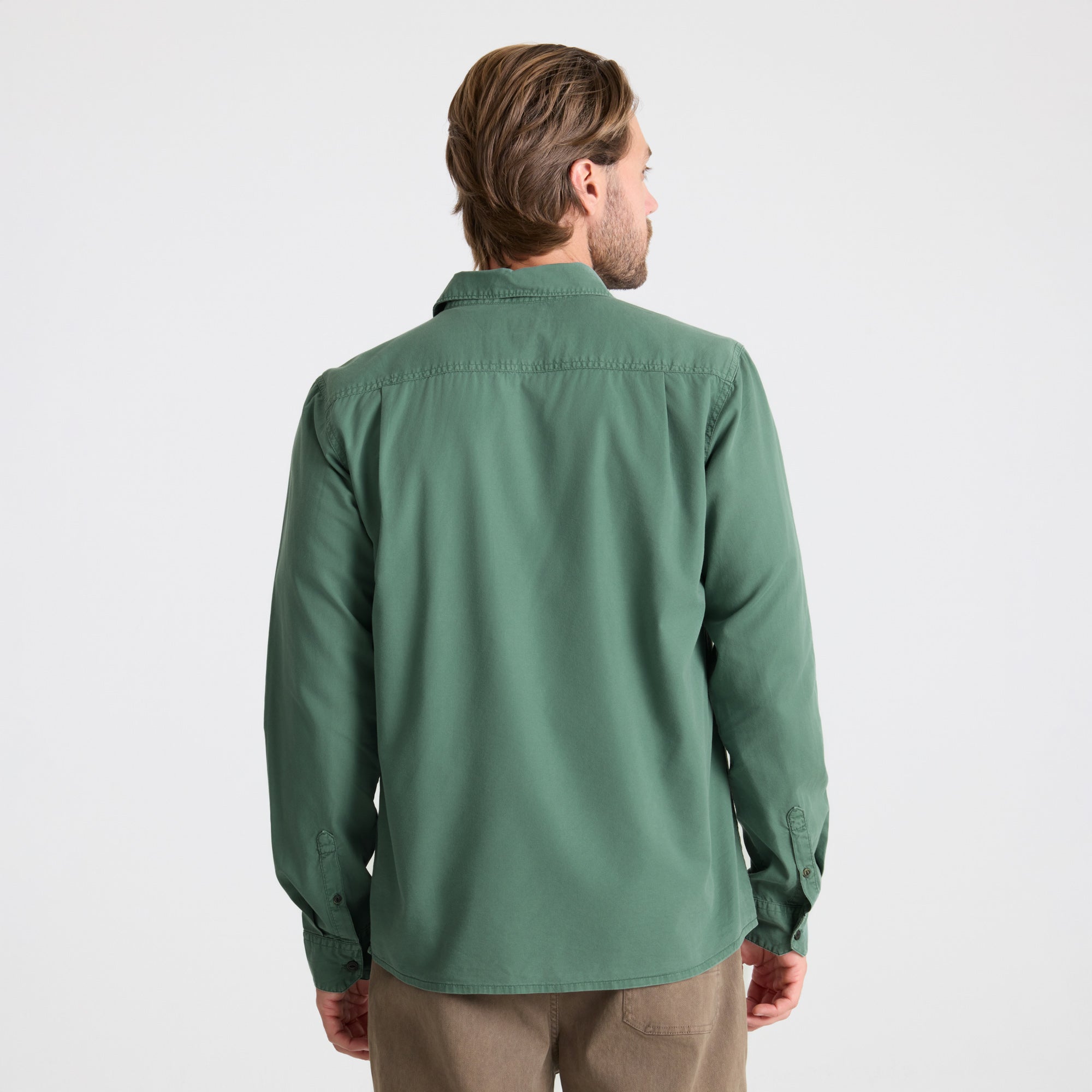 Made To Fade Langarm Button Up Shirt - Washed Schiefergrün (Deutsche Ausgabe)