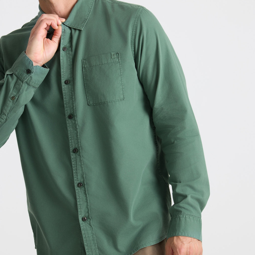Made To Fade Langarm Button Up Shirt - Washed Schiefergrün (Deutsche Ausgabe)
