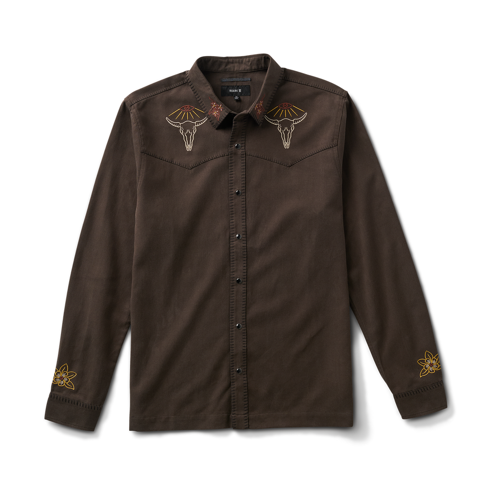Auf dem Range Langarm Button Up Shirt - Dark Braun