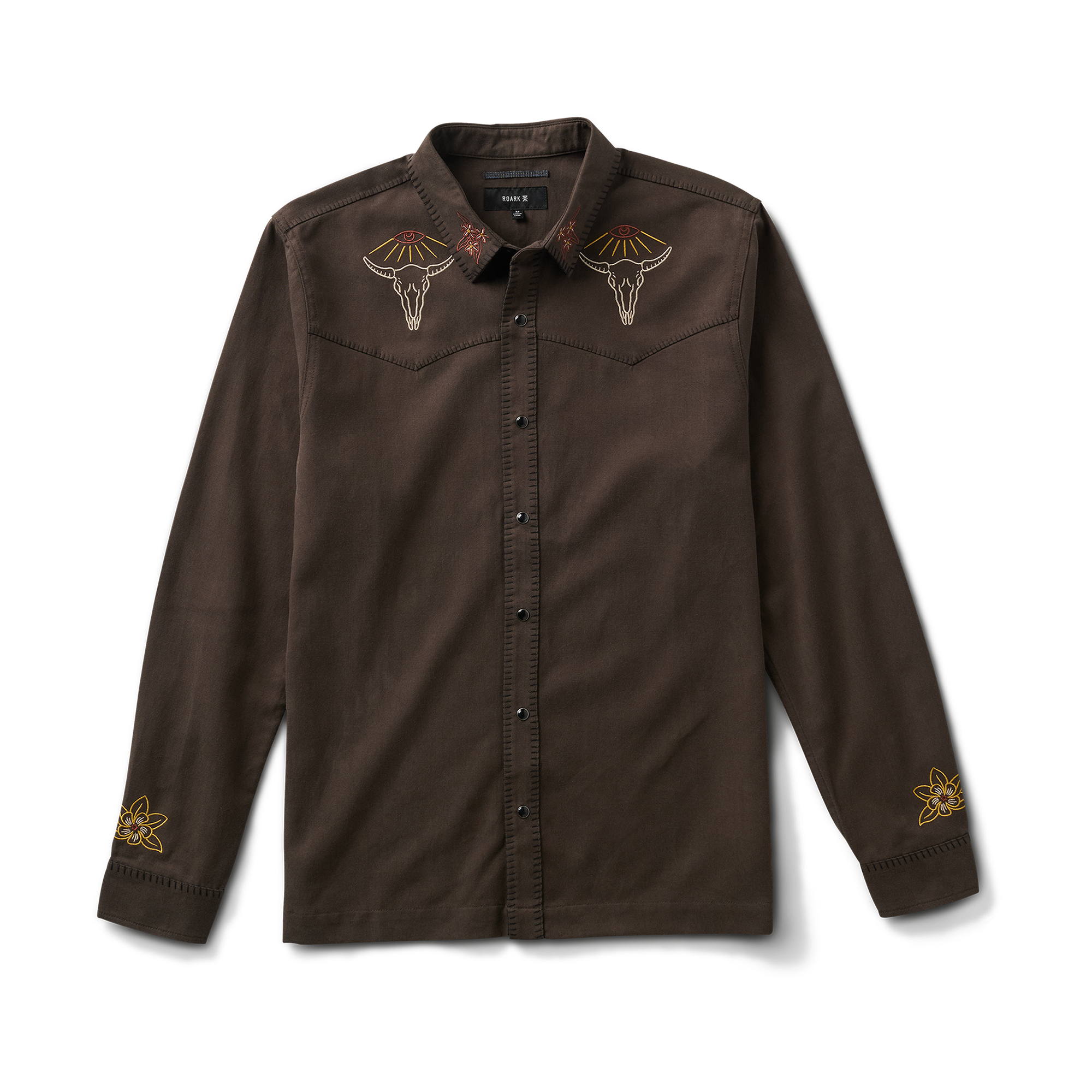 Auf dem Range Langarm Button Up Shirt - Dark Braun