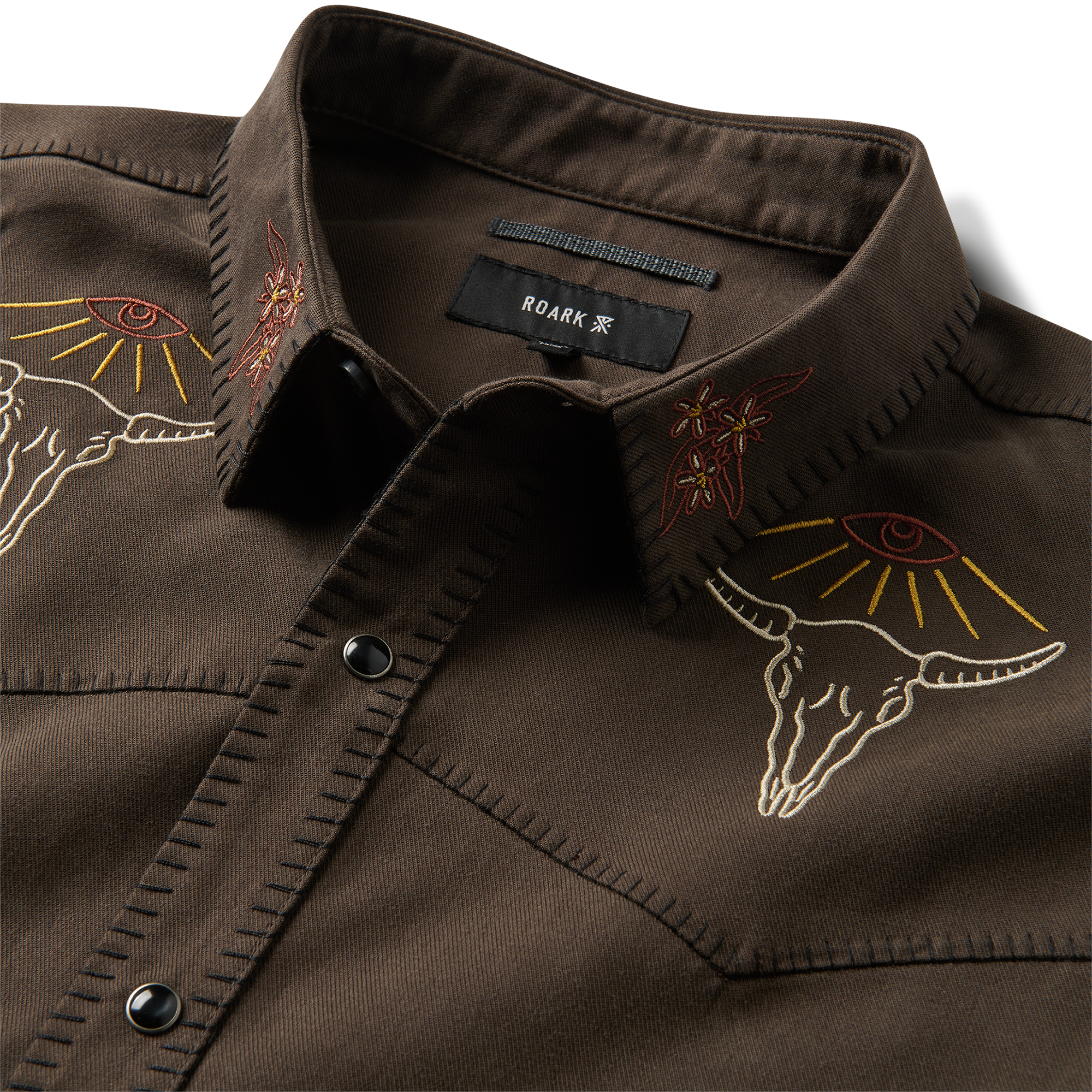 Auf dem Range Langarm Button Up Shirt - Dark Braun