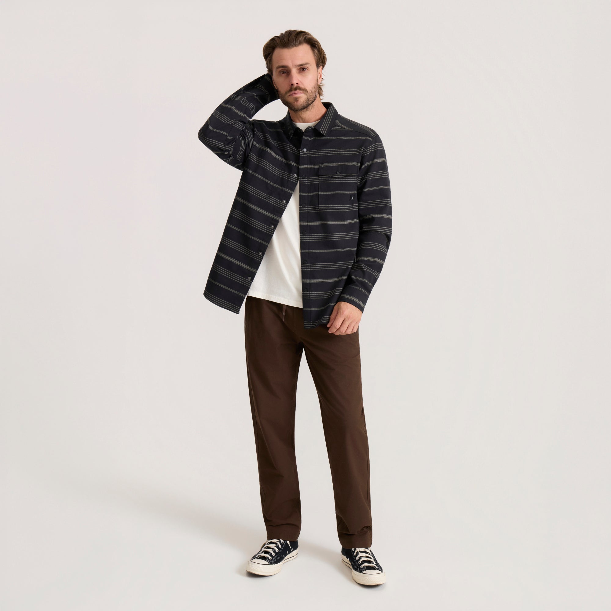 Diablo Langarm Flannel - Schwarz Stripes (Deutsche Ausgabe)