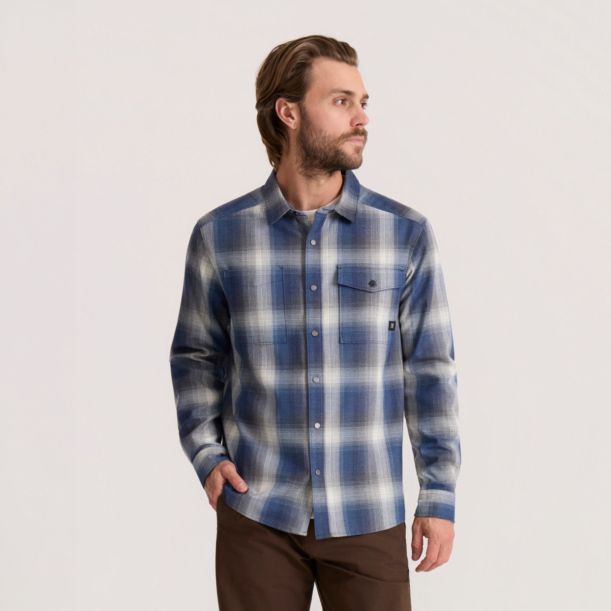 Diablo Langarm Flannel — Schiefergrau