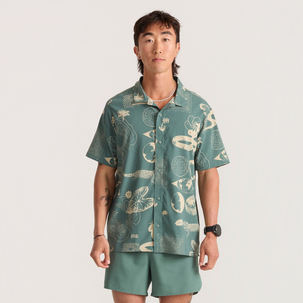 Bless Up Trail Button Up Shirt - Schiefergrün / Hellbraun
