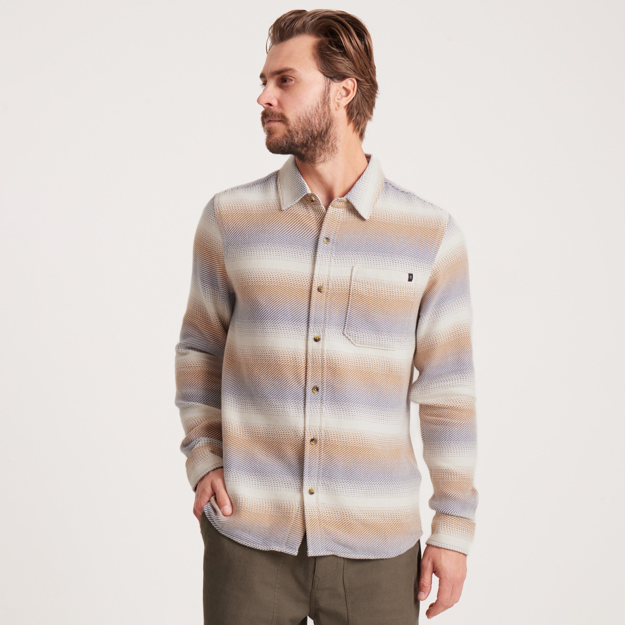 Crossroads Organic Cotton Flannel - Stripe Bone