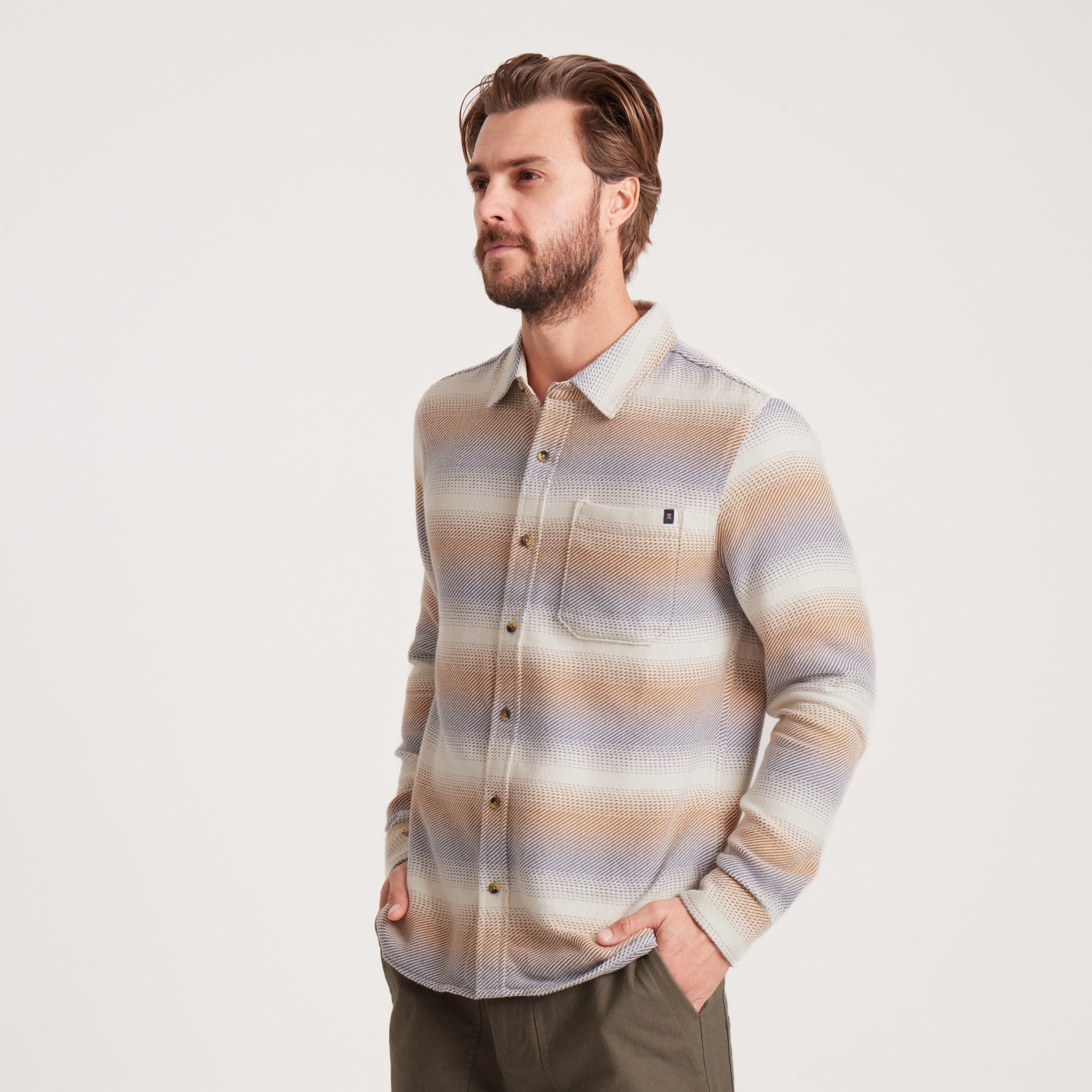 Crossroads Organic Cotton Flannel - Stripe Bone