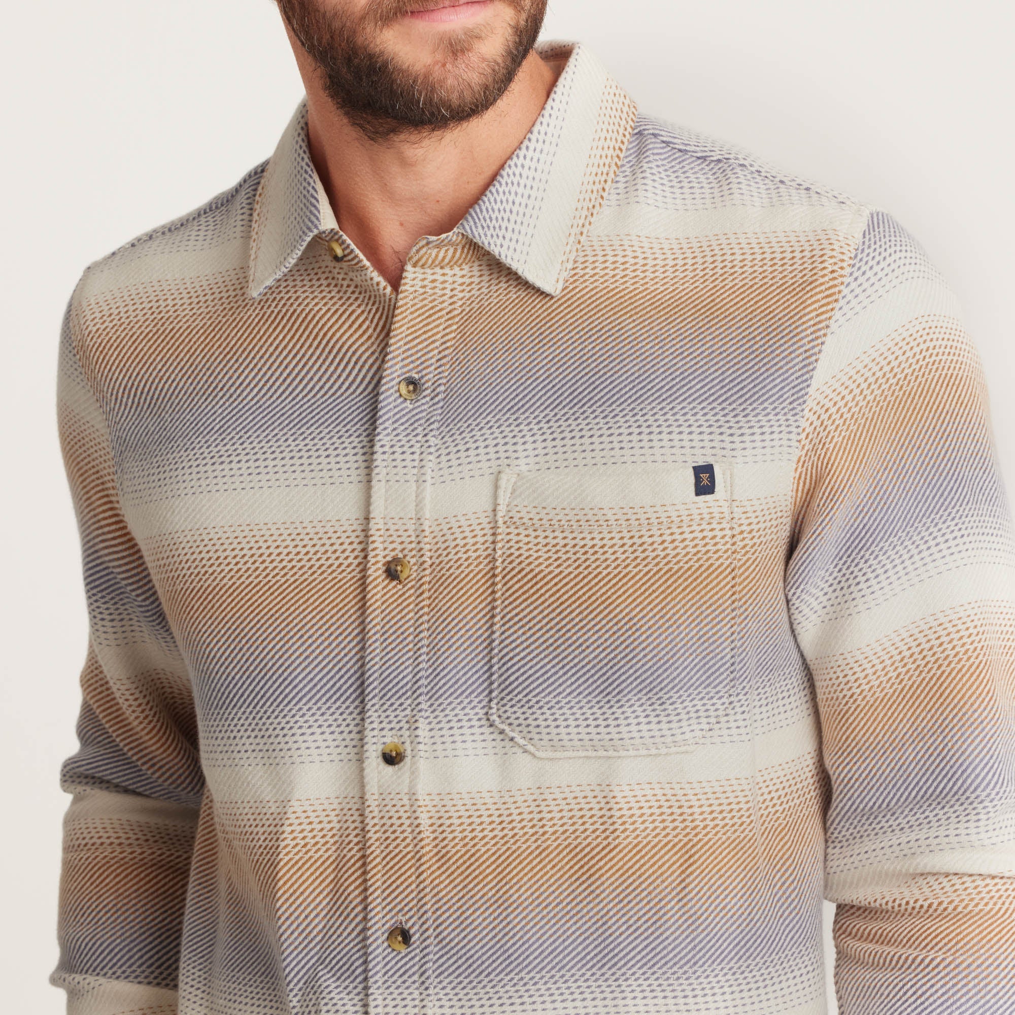 Crossroads Organic Cotton Flannel - Stripe Bone