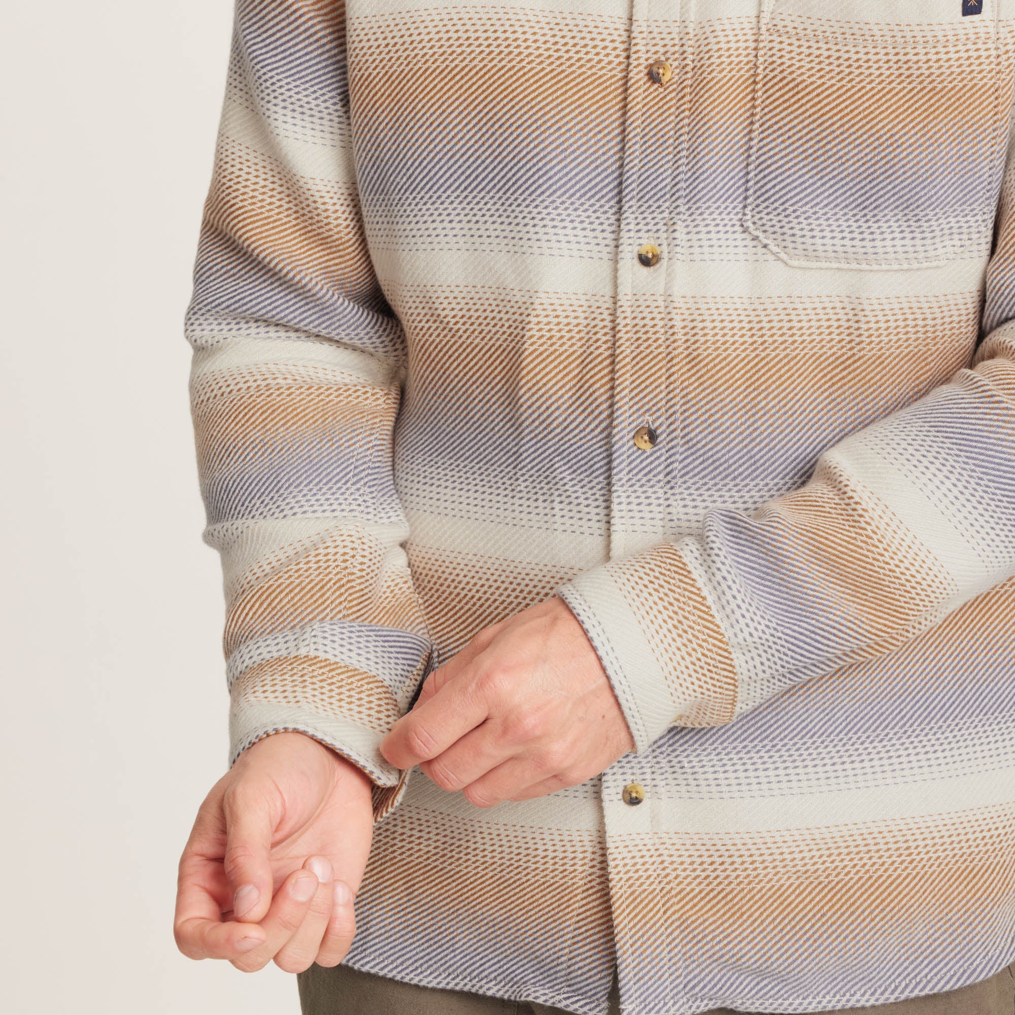 Crossroads Organic Cotton Flannel - Stripe Bone