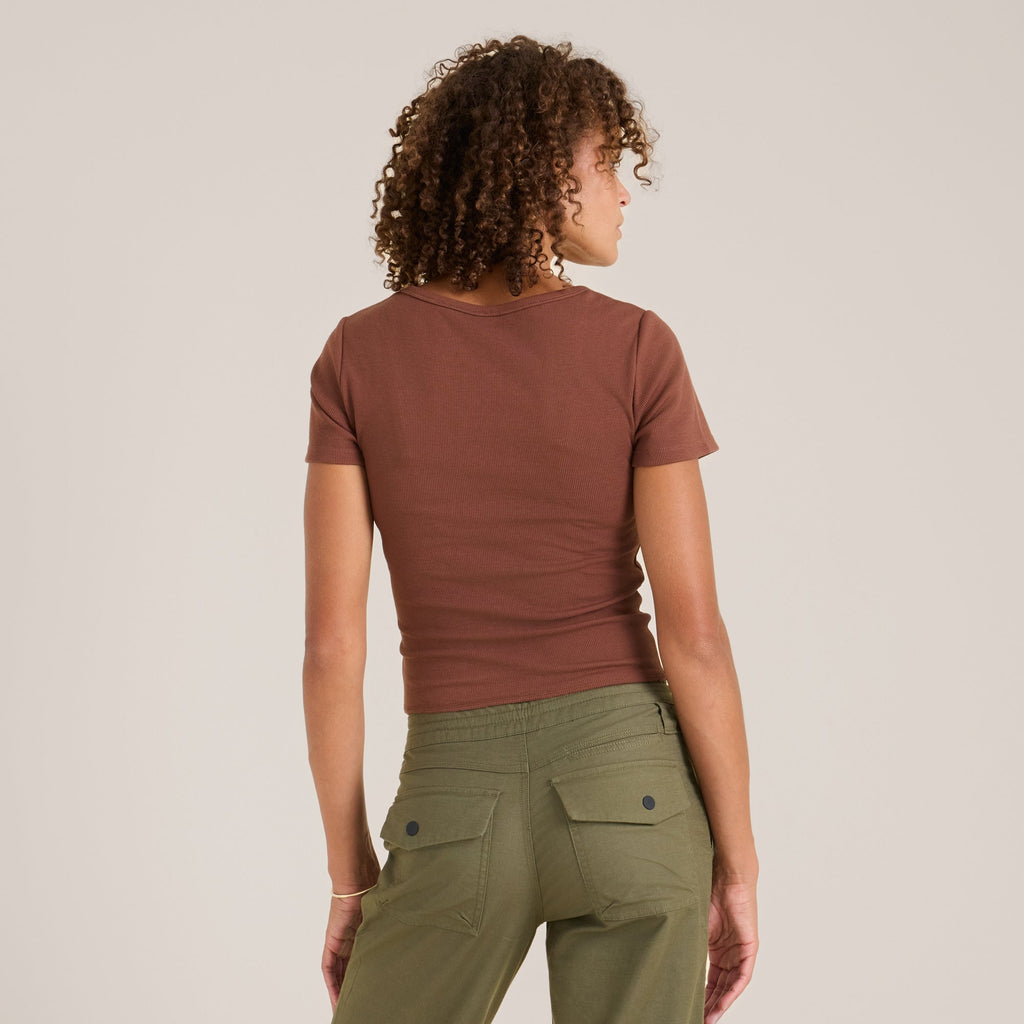 Wind getragen Kurzarm Tee - Sepia