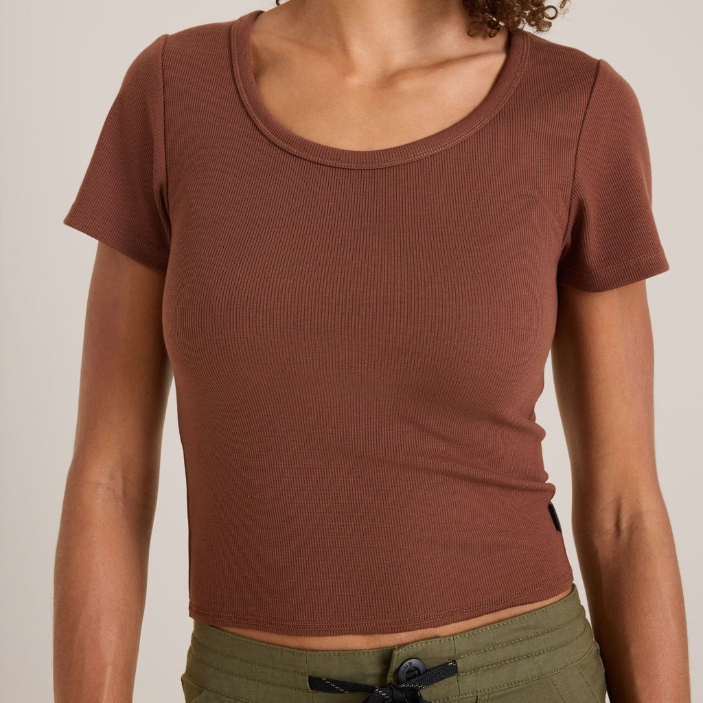 Wind getragen Kurzarm Tee - Sepia