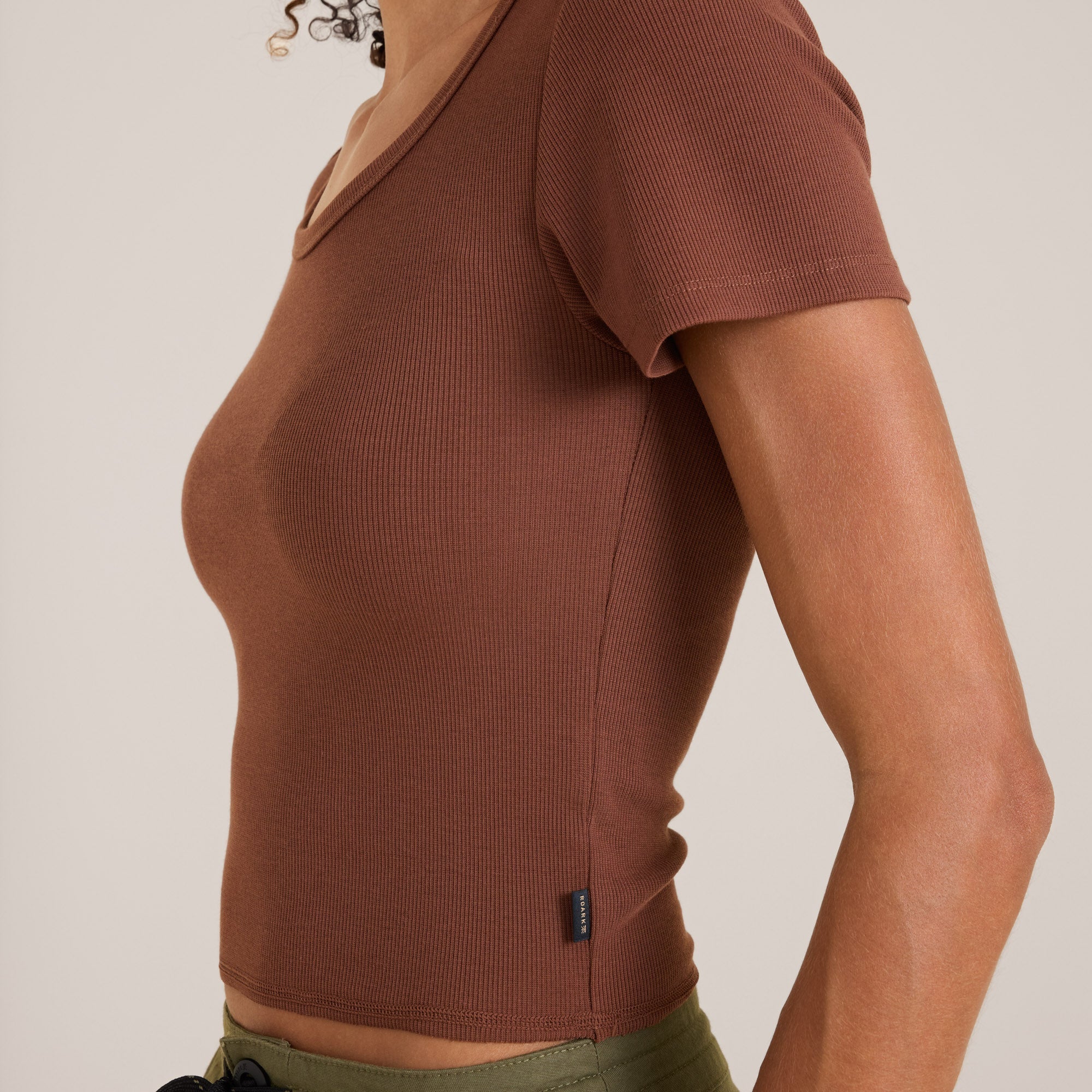 Wind getragen Kurzarm Tee - Sepia