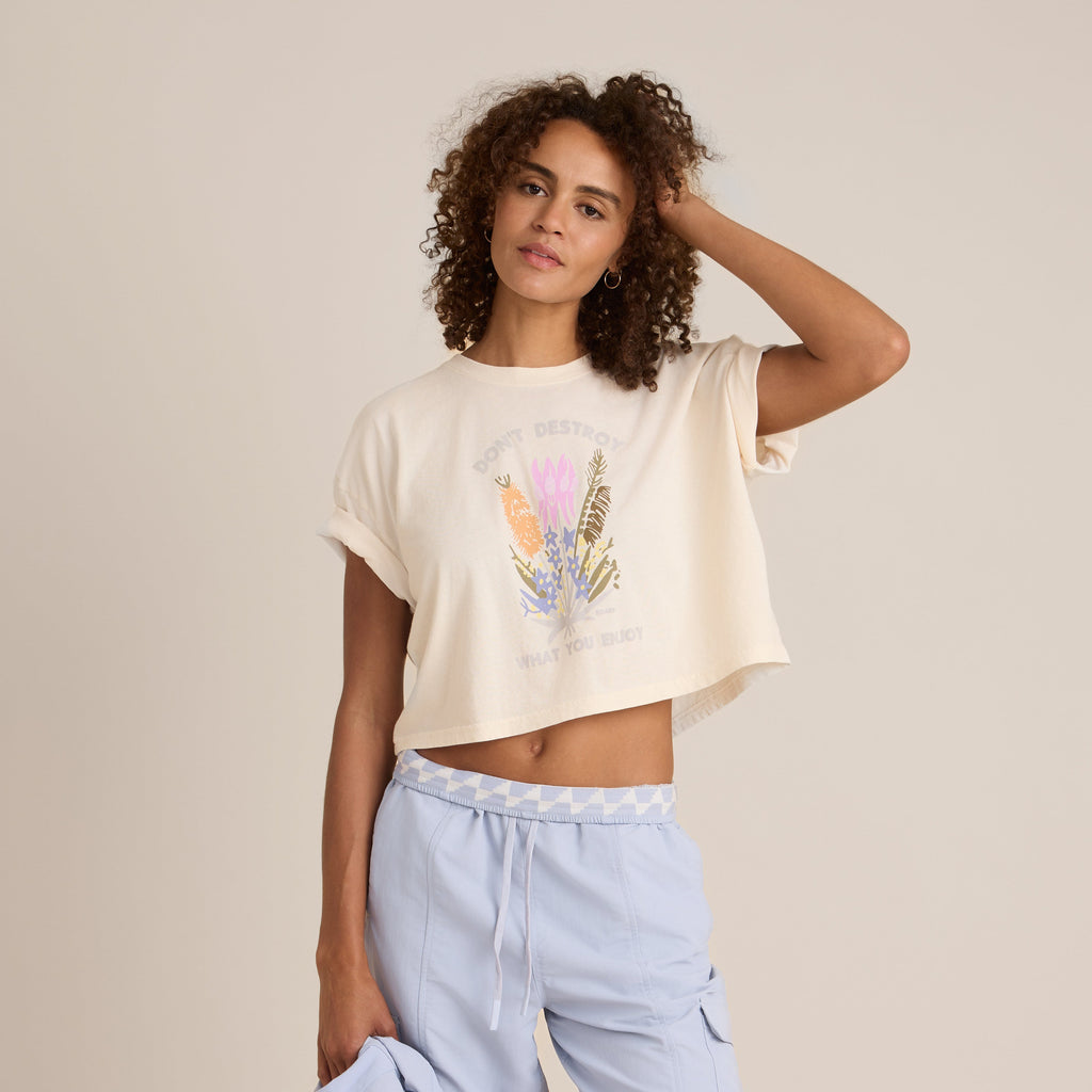 Nature Kurz geschnitten Boxy Premium-T-Shirt - Eierschale