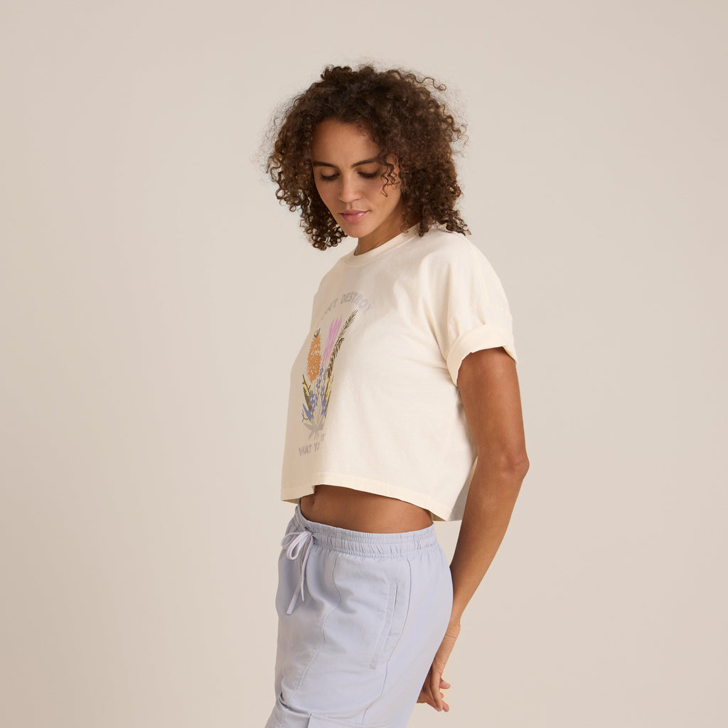 Nature Kurz geschnitten Boxy Premium-T-Shirt - Eierschale