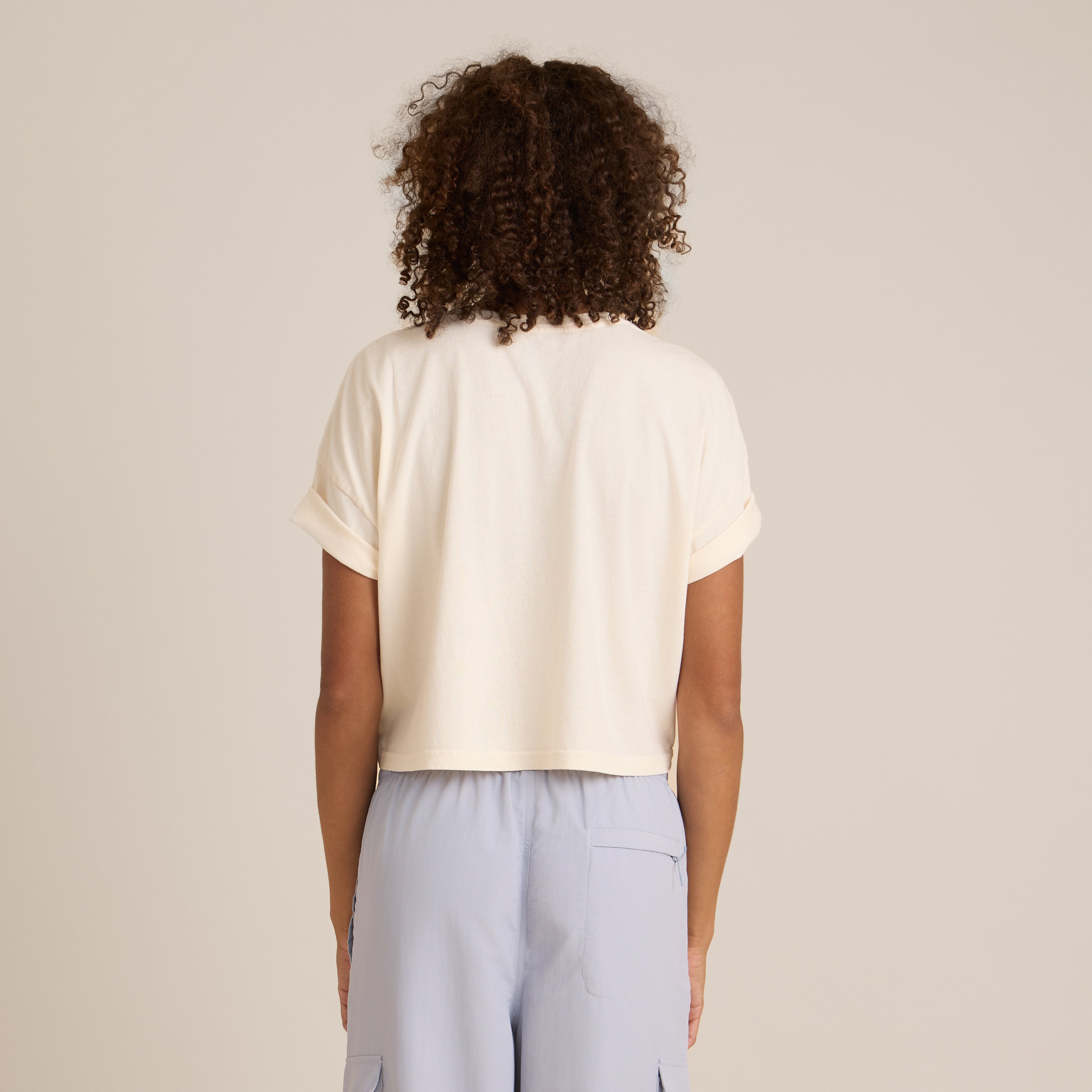Nature Kurz geschnitten Boxy Premium-T-Shirt - Eierschale