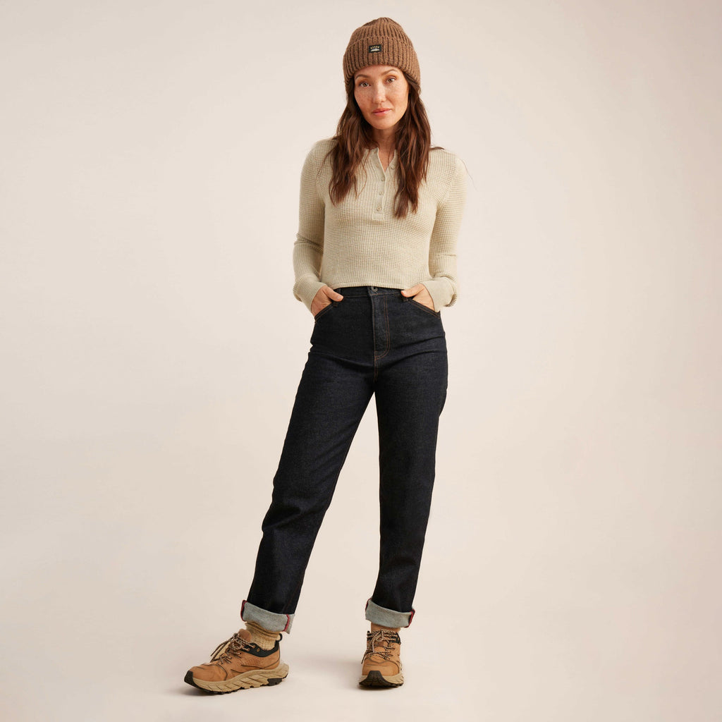 Gut abgenutzte lange Sleeve Thermal Sweater - Stein