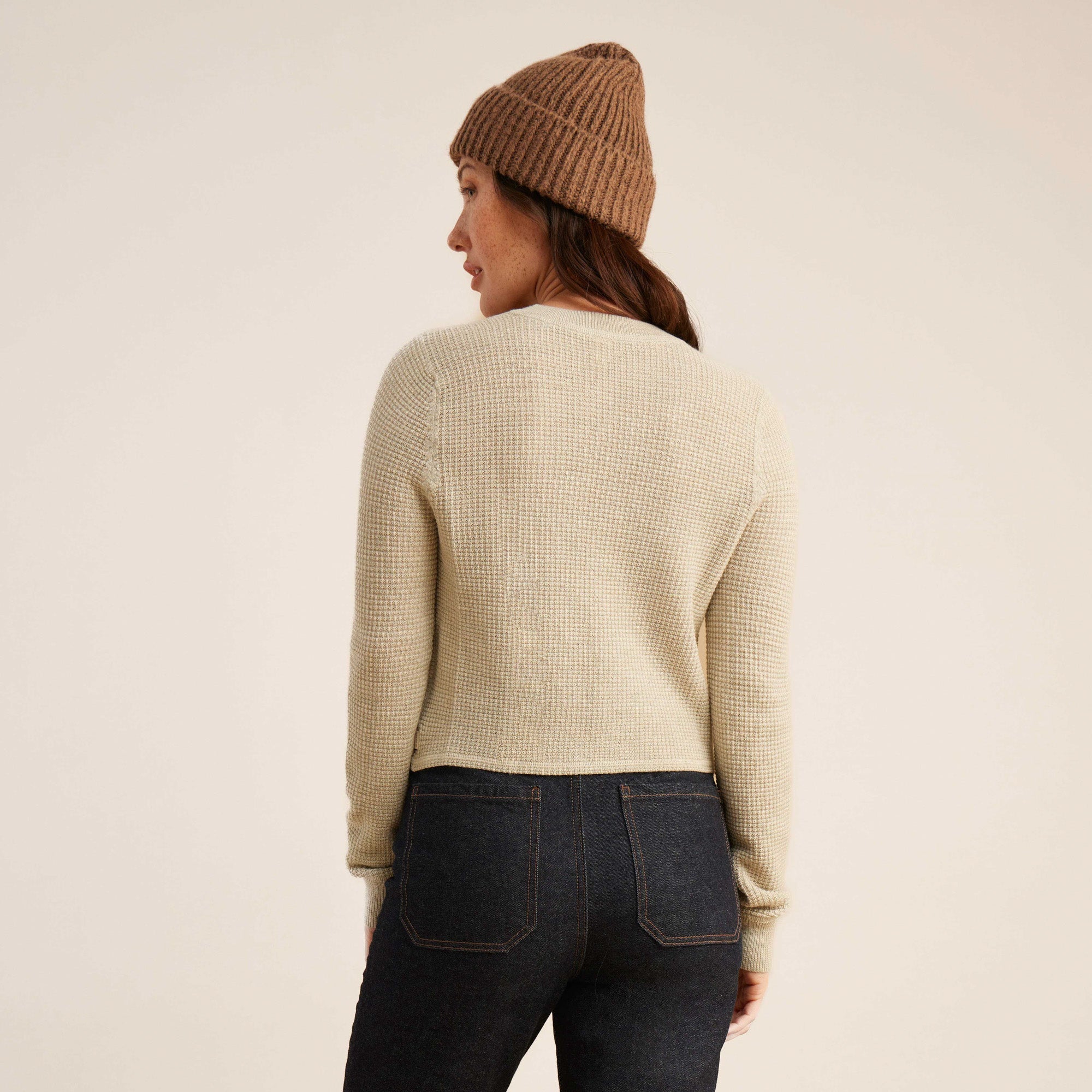 Gut abgenutzte lange Sleeve Thermal Sweater - Stein