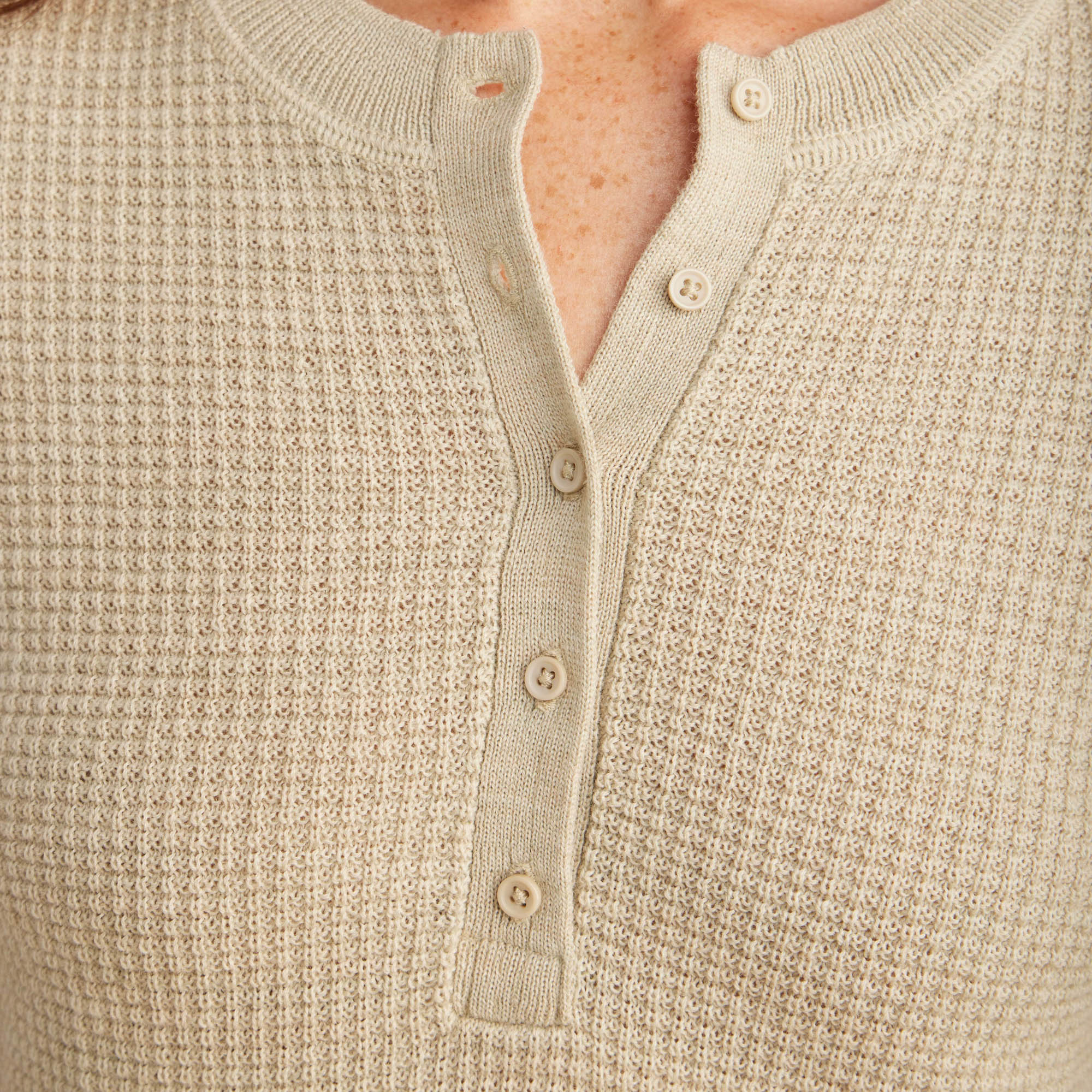 Gut abgenutzte lange Sleeve Thermal Sweater - Stein