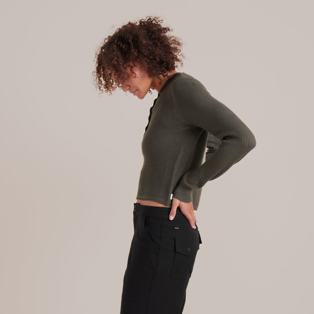 Gut abgenutzte lange Sleeve Thermal Sweater - Militär