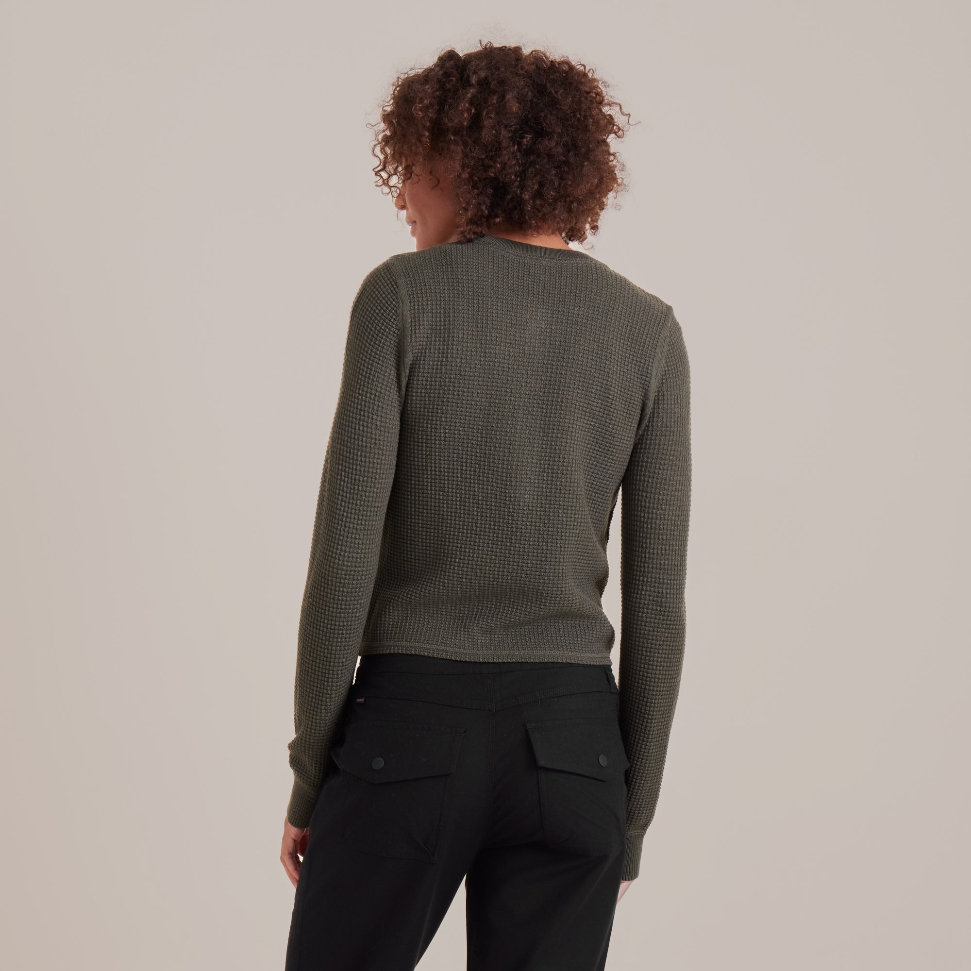 Gut abgenutzte lange Sleeve Thermal Sweater - Militär