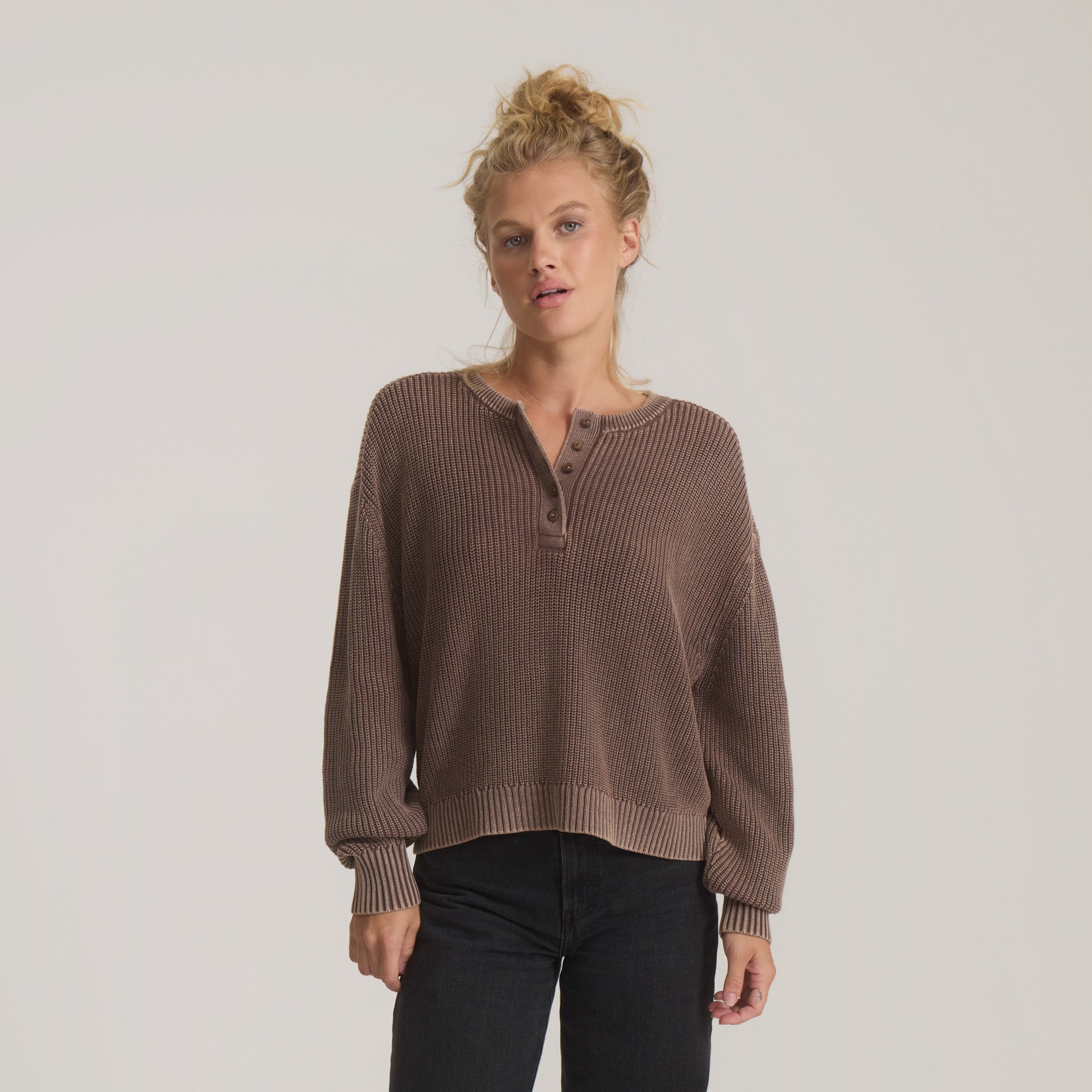 Made To Fade Langarm-Pullover - Coco Bean
