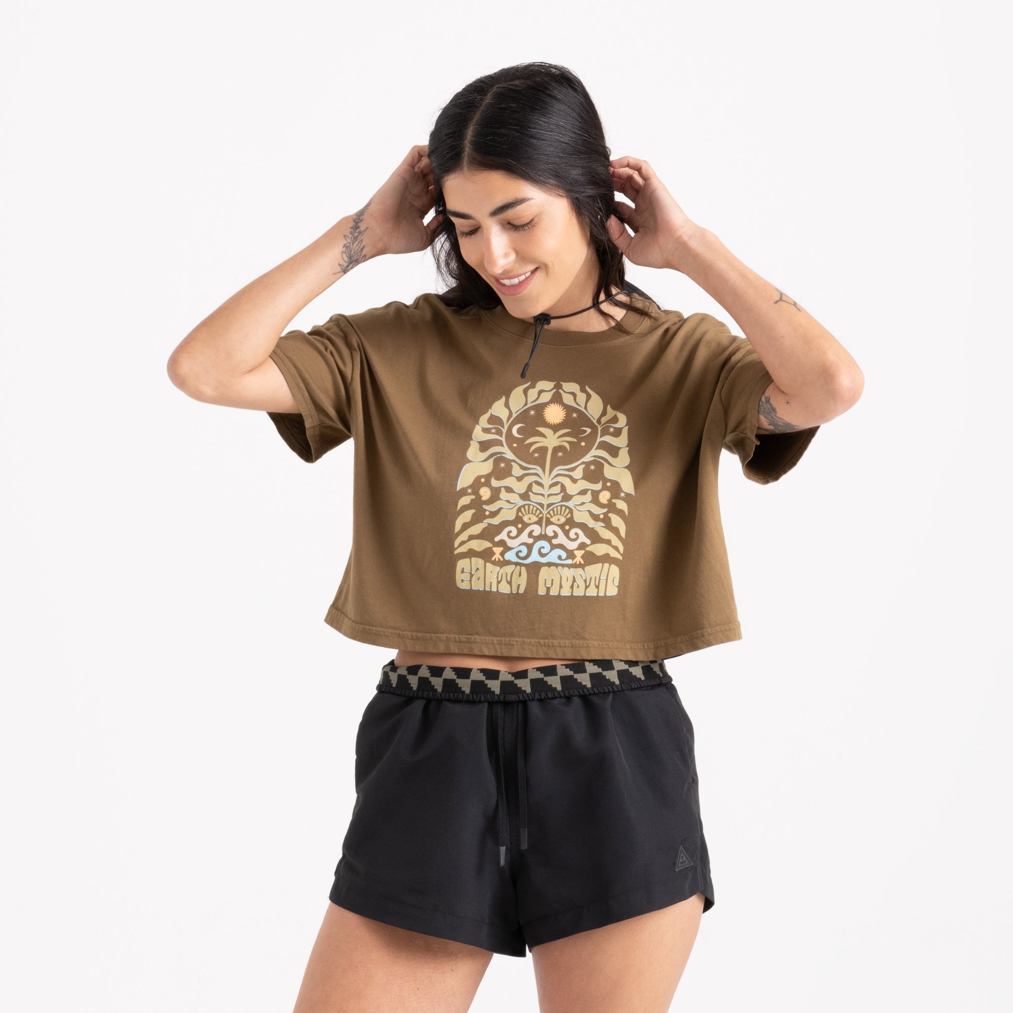 Earth Mystic Kurz geschnitten Boxy Premium-T-Shirt - Wald