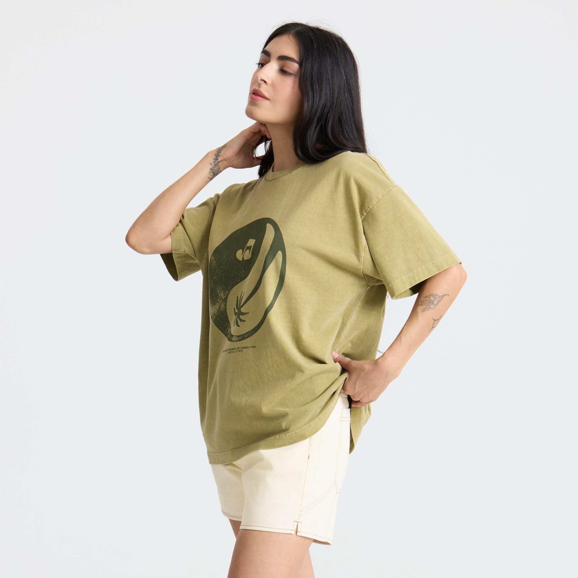 Balance Übergroße Premium-T-Shirt - Dusty Olivgrün