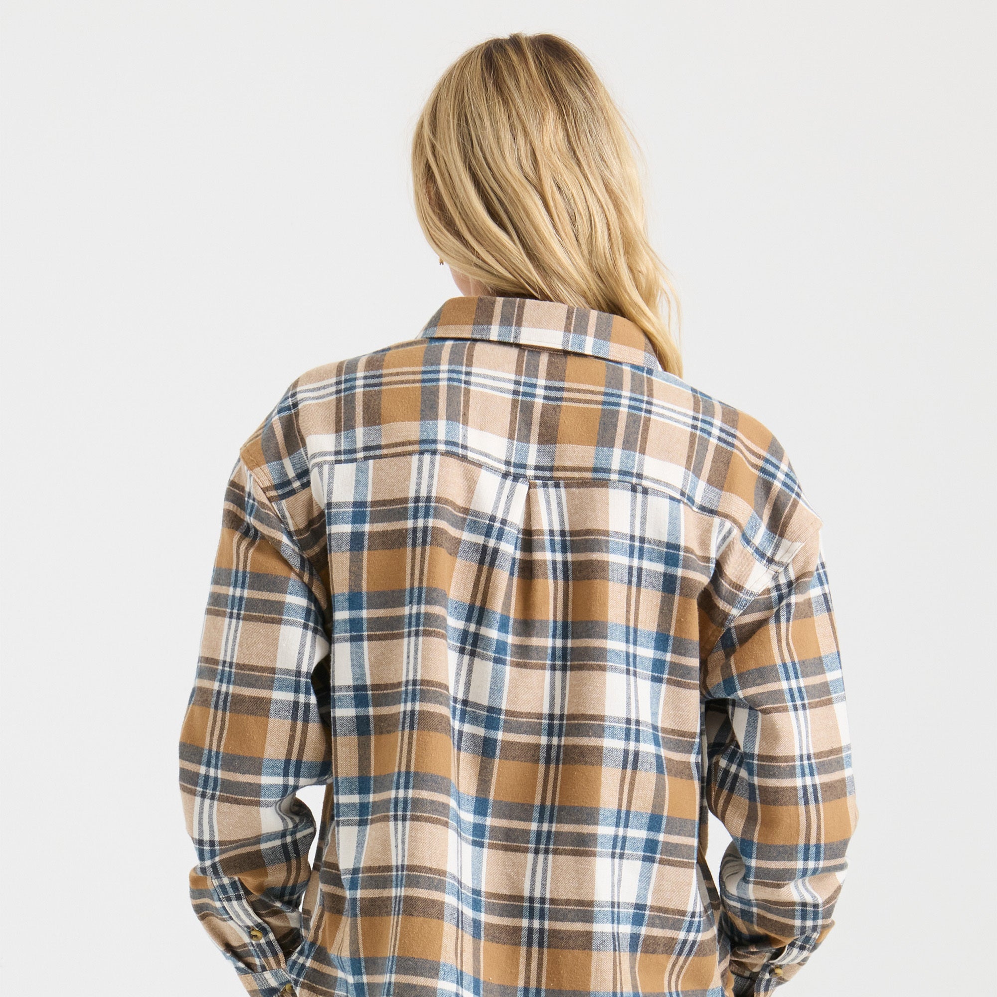 Amberley Light Langarm Flannel — Dark Khaki