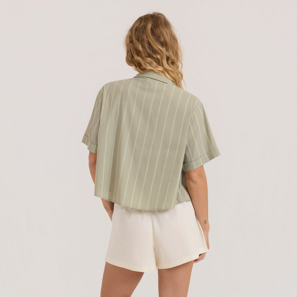 Bless Up Kurz geschnitten Button Up Shirt von Sage Stripe