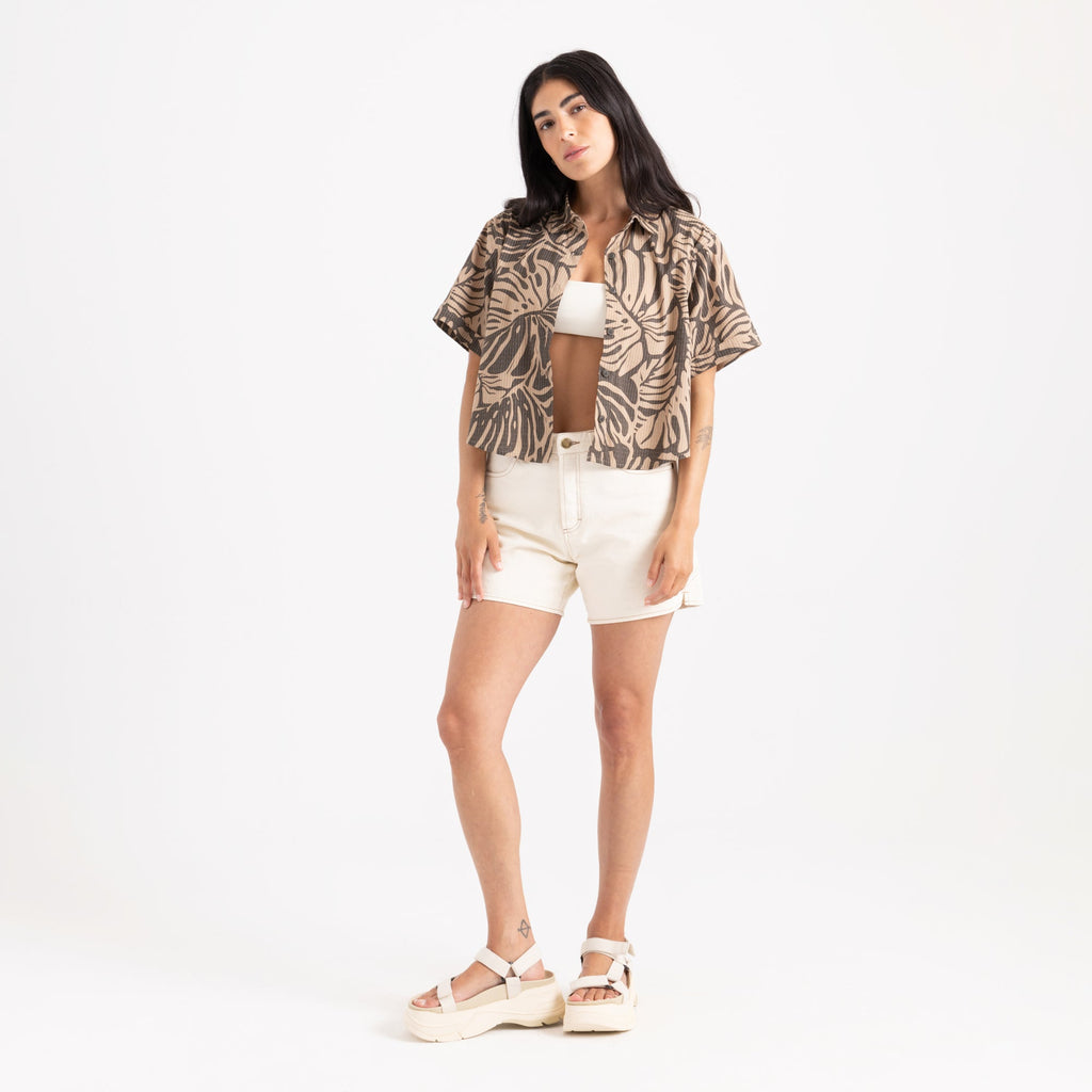 Bless Up Kurz geschnitten Button Up Shirt von Khaki