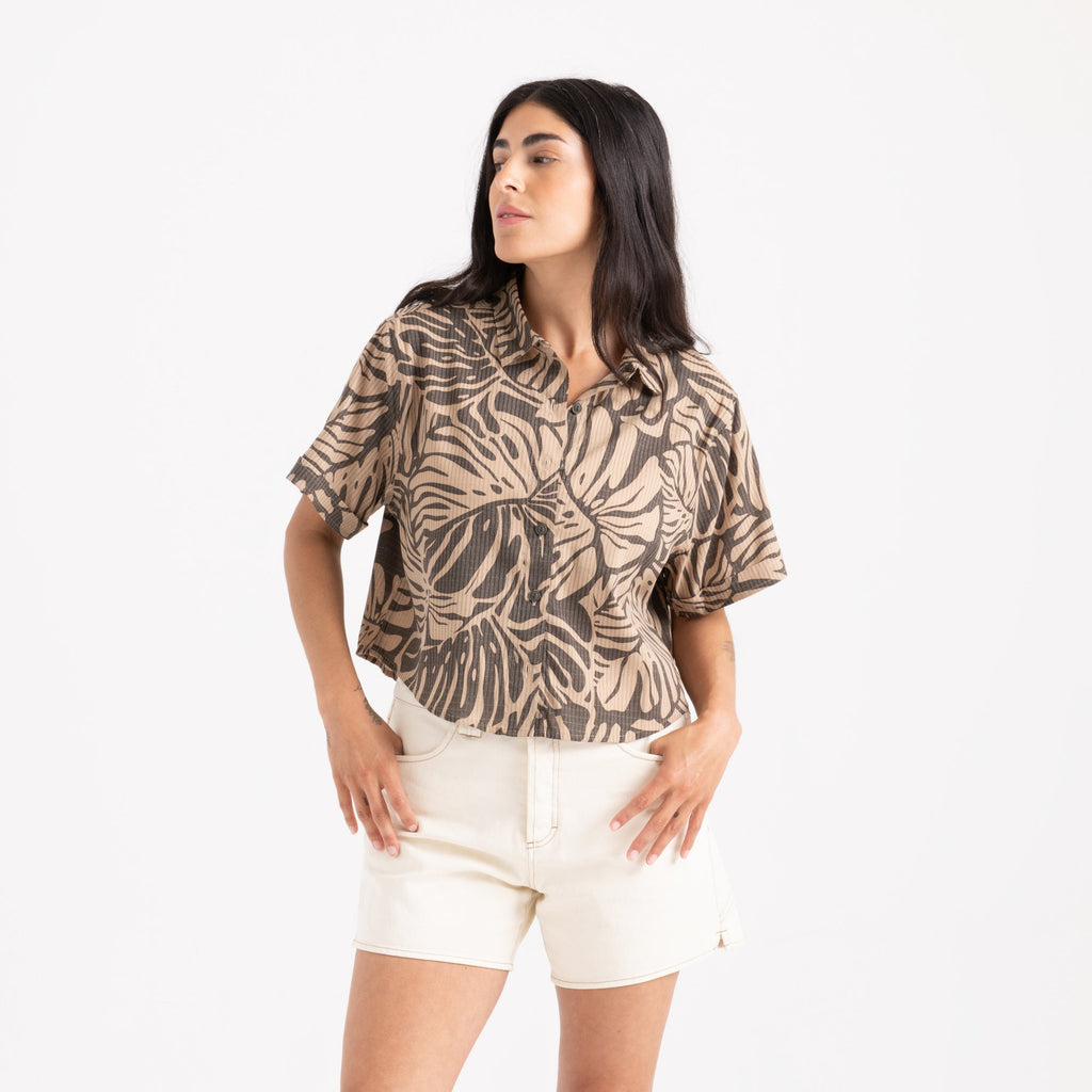 Bless Up Kurz geschnitten Button Up Shirt von Khaki