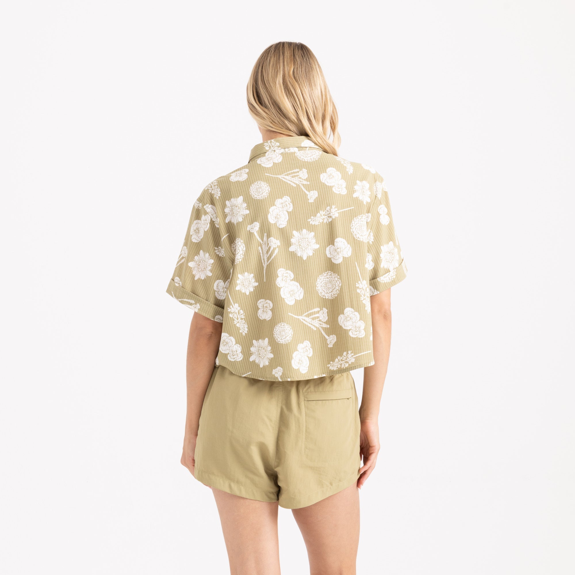 Bless Up Kurz geschnitten Button Up Shirt - Dusty Olivgrün (Deutsche Ausgabe)
