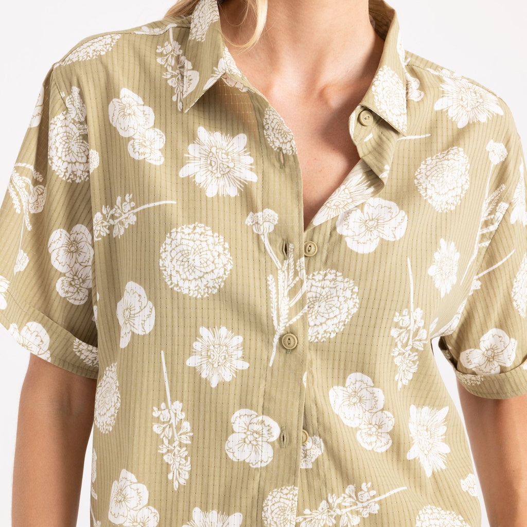 Bless Up Kurz geschnitten Button Up Shirt - Dusty Olivgrün (Deutsche Ausgabe)