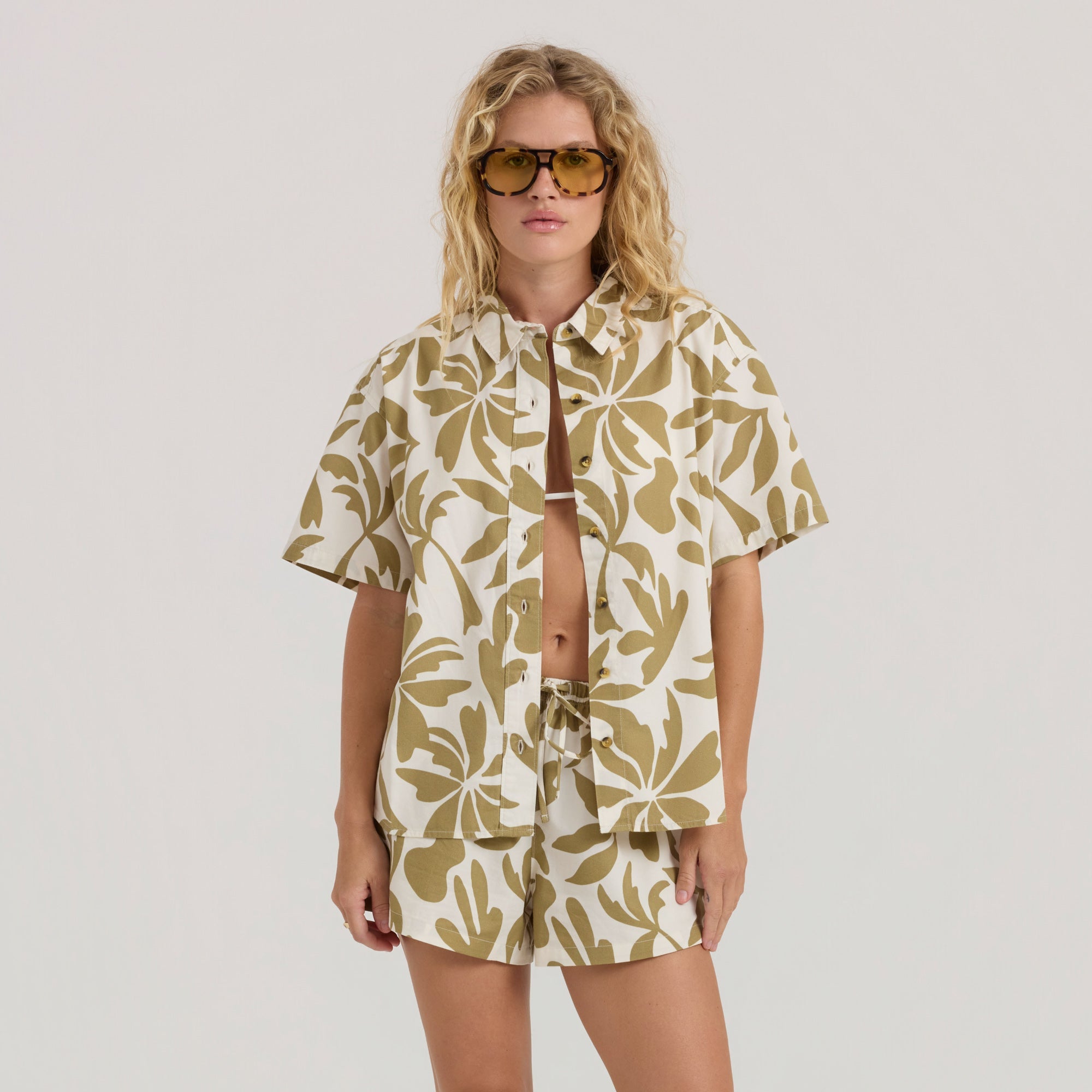 Costa Button Up Shirt - Dusty Olivgrün