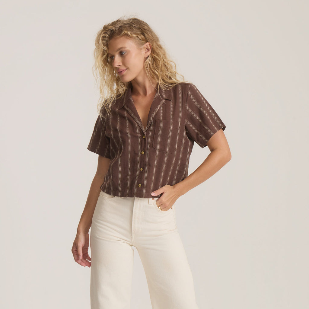 Crosswinds Camp Button Up Shirt - Kokosbohne