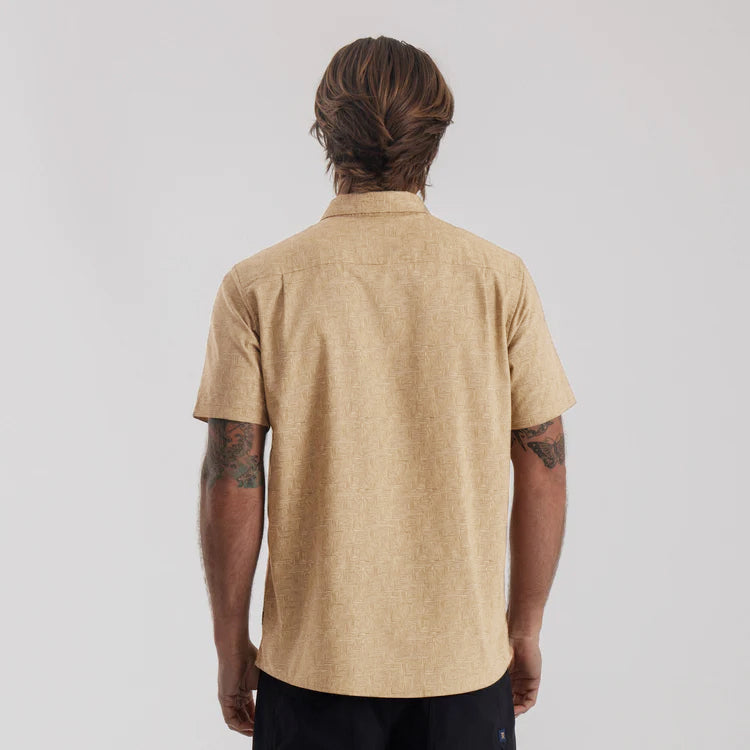 Scholar Stretch Organic Kurzarm Button Up Shirt - Fern