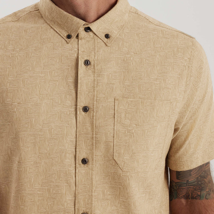 Scholar Stretch Organic Kurzarm Button Up Shirt - Fern