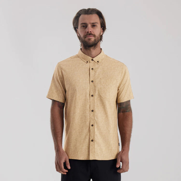 Scholar Stretch Organic Kurzarm Button Up Shirt - Fern